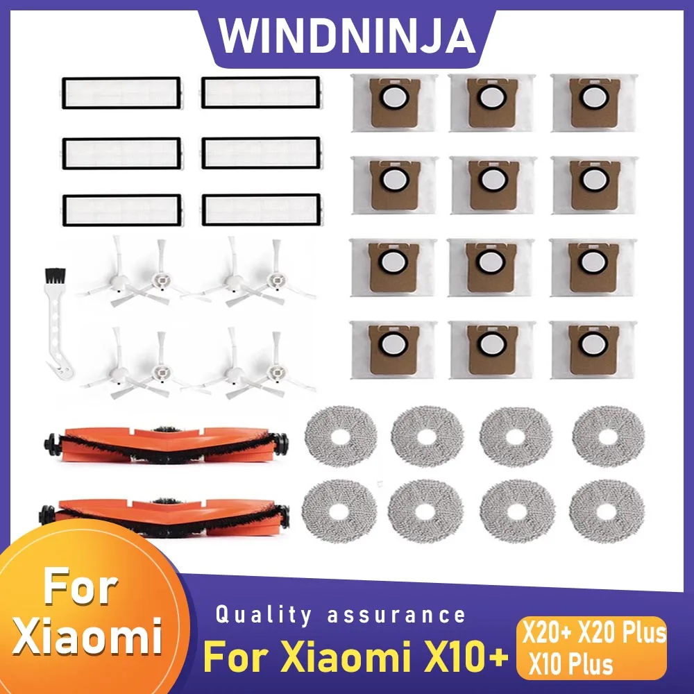 Xiaomiロボット掃除機X20+ X10+ X20 Plus X10 Plus用アクセサリー、スペアパーツ、メインサイドブラシ、Hepaフィルター、モップクロス、ダストバッグ