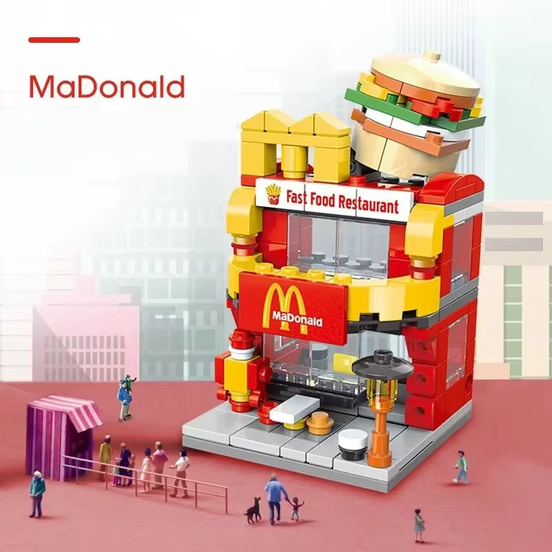 Para montar mini cidade comercial modelo de decoração de rua compatível com blocos de construção para brinquedos educativos infantis