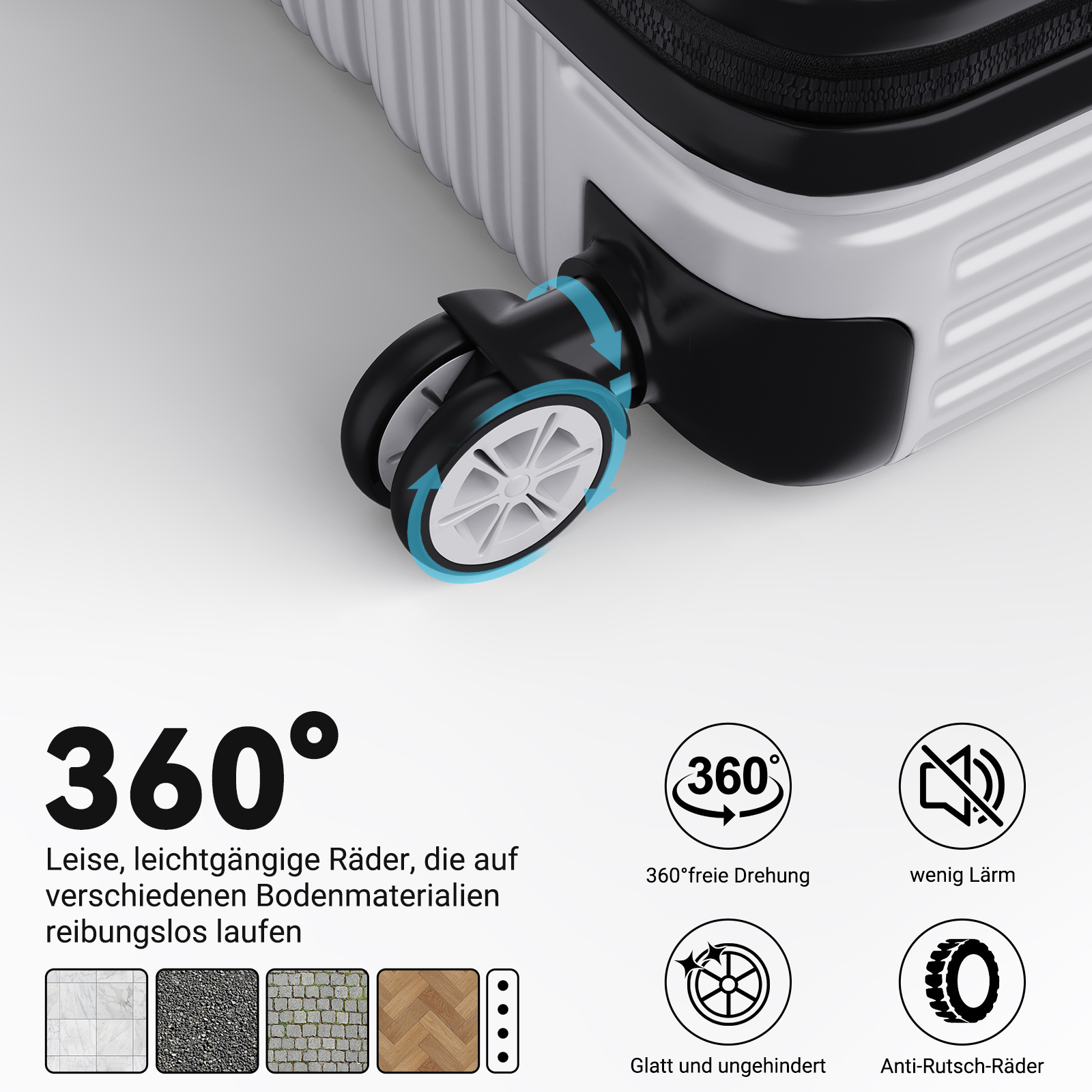 Conjunto de mala Comanlai de 3 peças com trava TSA e rodas universais, conjunto de bagagem de mão para viagem com suporte de carga portátil, ABS, prata