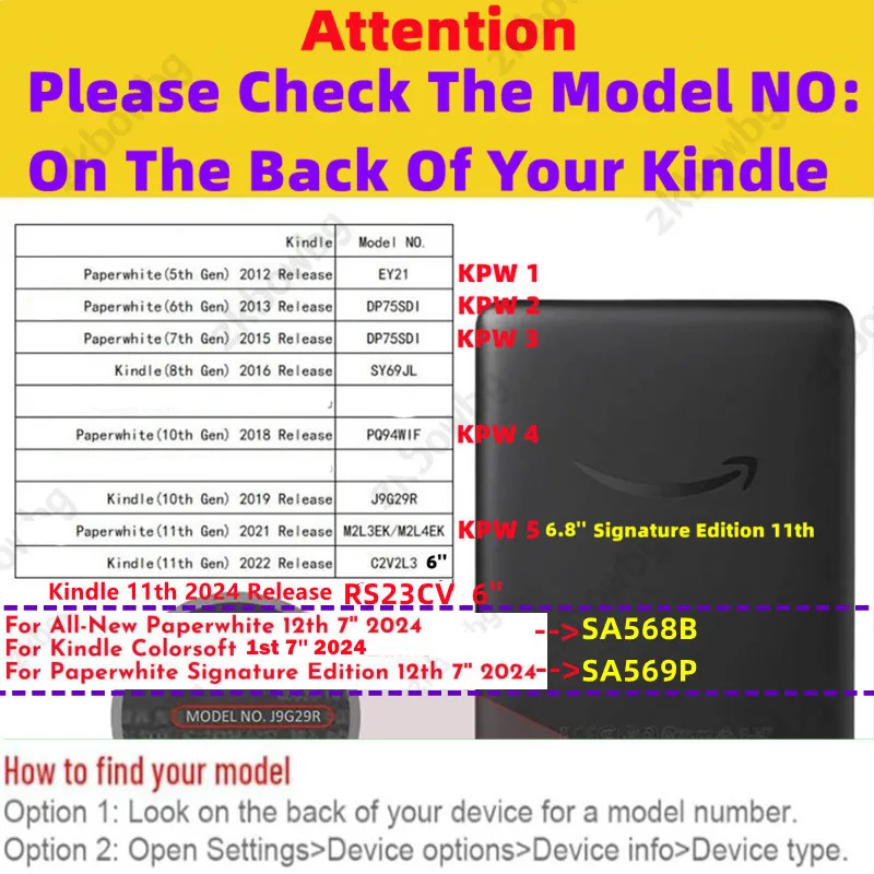 Bonita funda inteligente para Kindle Paperwhite Signature de 6,8 '6' edición de 11. a generación 12a 2024 7'' 7.a 10a 6a M2L4EK RS23CV