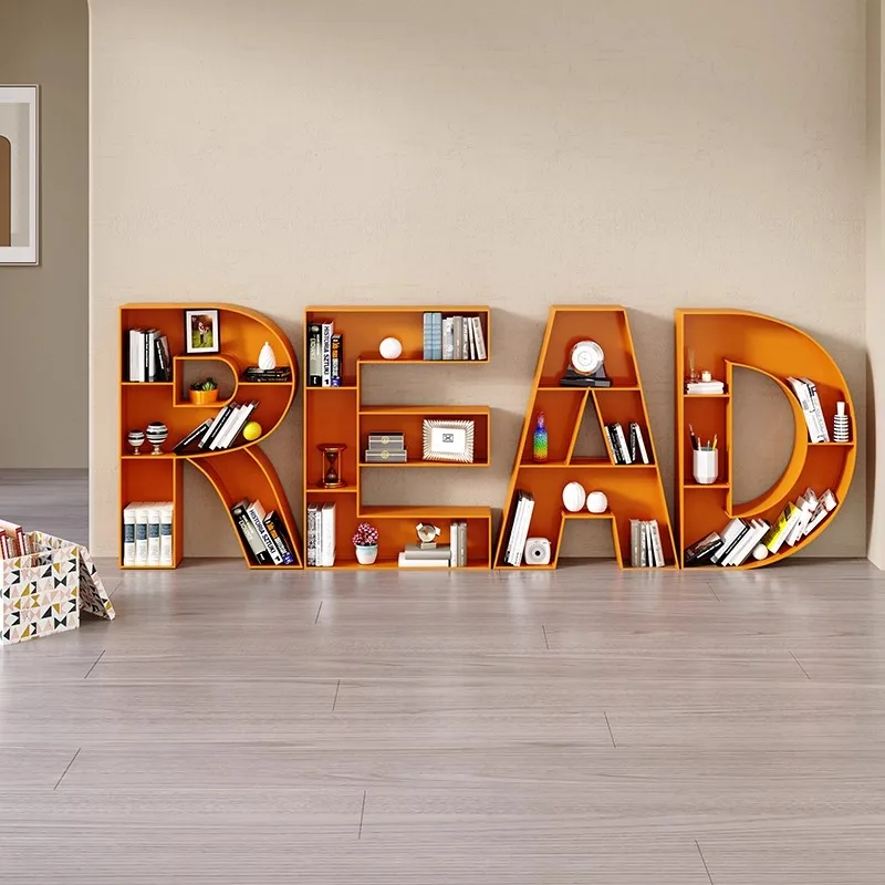 Alphabet Letter Bookshelf – Metal Display Bookcase, Freestanding/Wall-Mounted, Custom A–Z for Kids Room, School & Library