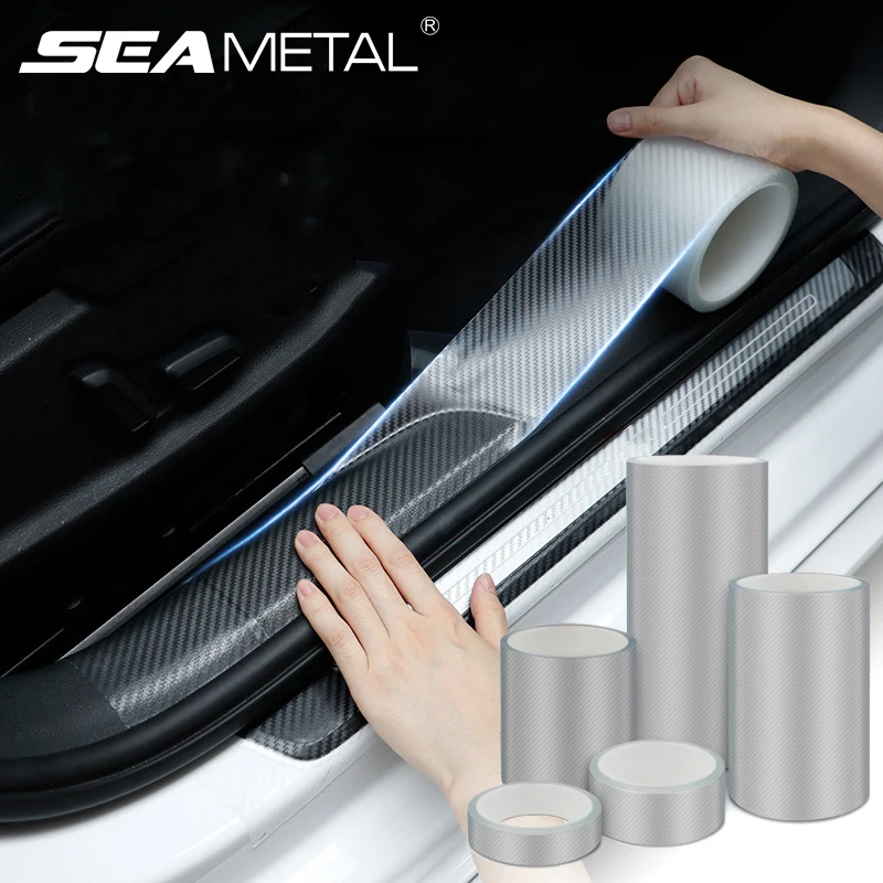 SEAMETAL 3D Carbon Faser Auto Schutz Film Tür Schwelle Schutz Anti Scratch Stick Rand Schutz Tragen Beständig Wasserdicht