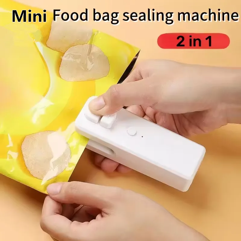 Mini Sealing Machine Cut Seal Dual-use Food Sealing Artifacts Snack Moisture-free Sealer Push Button Plastic Sealing Machine New