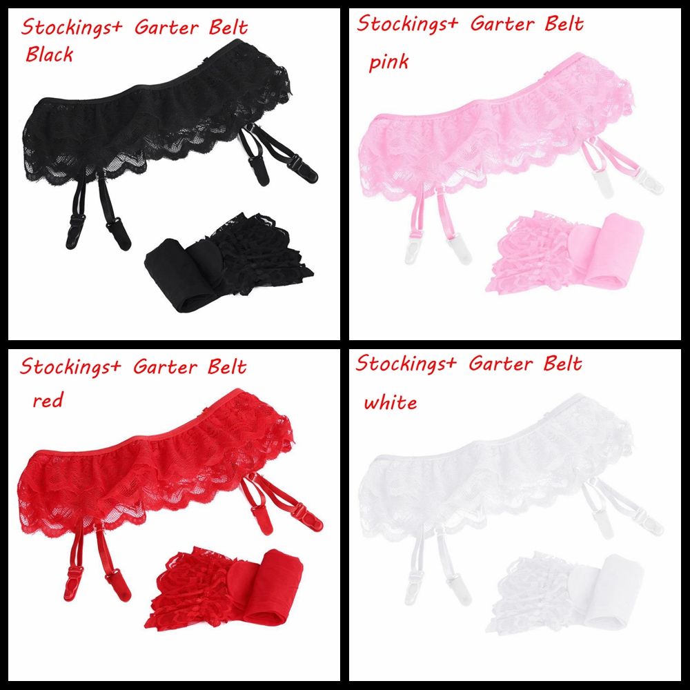 Womens sexy hete kanten top dij-highs kousen sokken + jarretel jarretellegordel