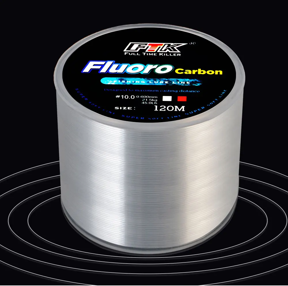 Lenza da pesca rivestita in fluorocarbonio da 120 M, piombo in fibra di carbonio, esca, lenza affondante, lenza da pesca con attrezzatura da pesca a lancio lungo