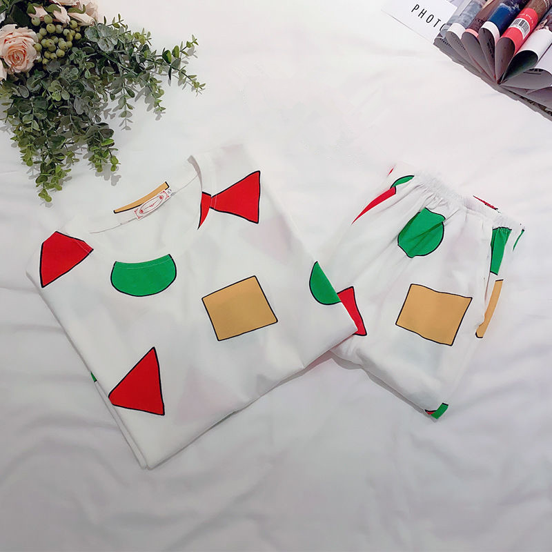 Pijama Shin Chan męska piżama Shinchan bawełniane jesienne spodnie z długimi rękawami zestawy japońska piżama dla par mężczyzna i kobieta bielizna nocna