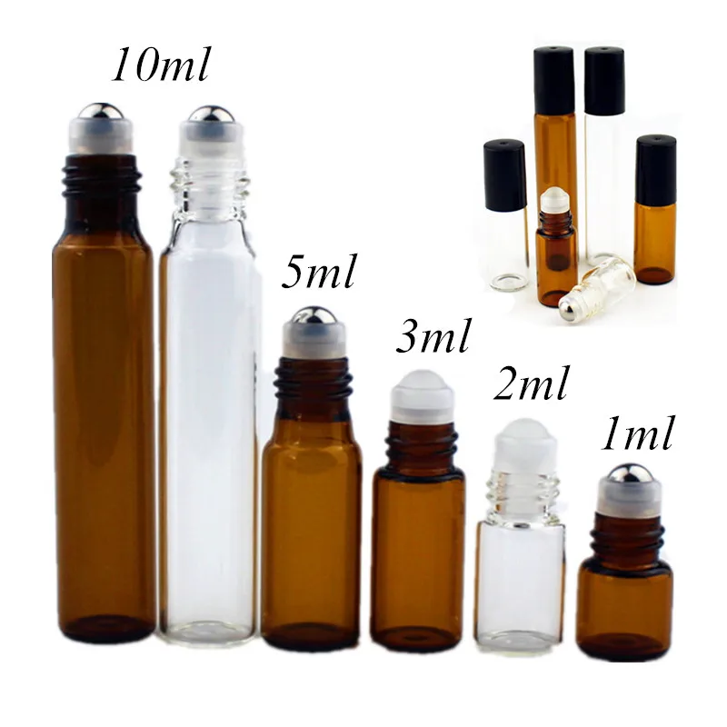 5 Cái/gói 1 2 Ml 3 Ml 5 Ml 10 Ml Hổ Phách Kính Mỏng Cuộn Trên Chai Mẫu Thử Nghiệm tinh Dầu Lọ Với Con Lăn Kim Loại/Thủy Tinh Bóng