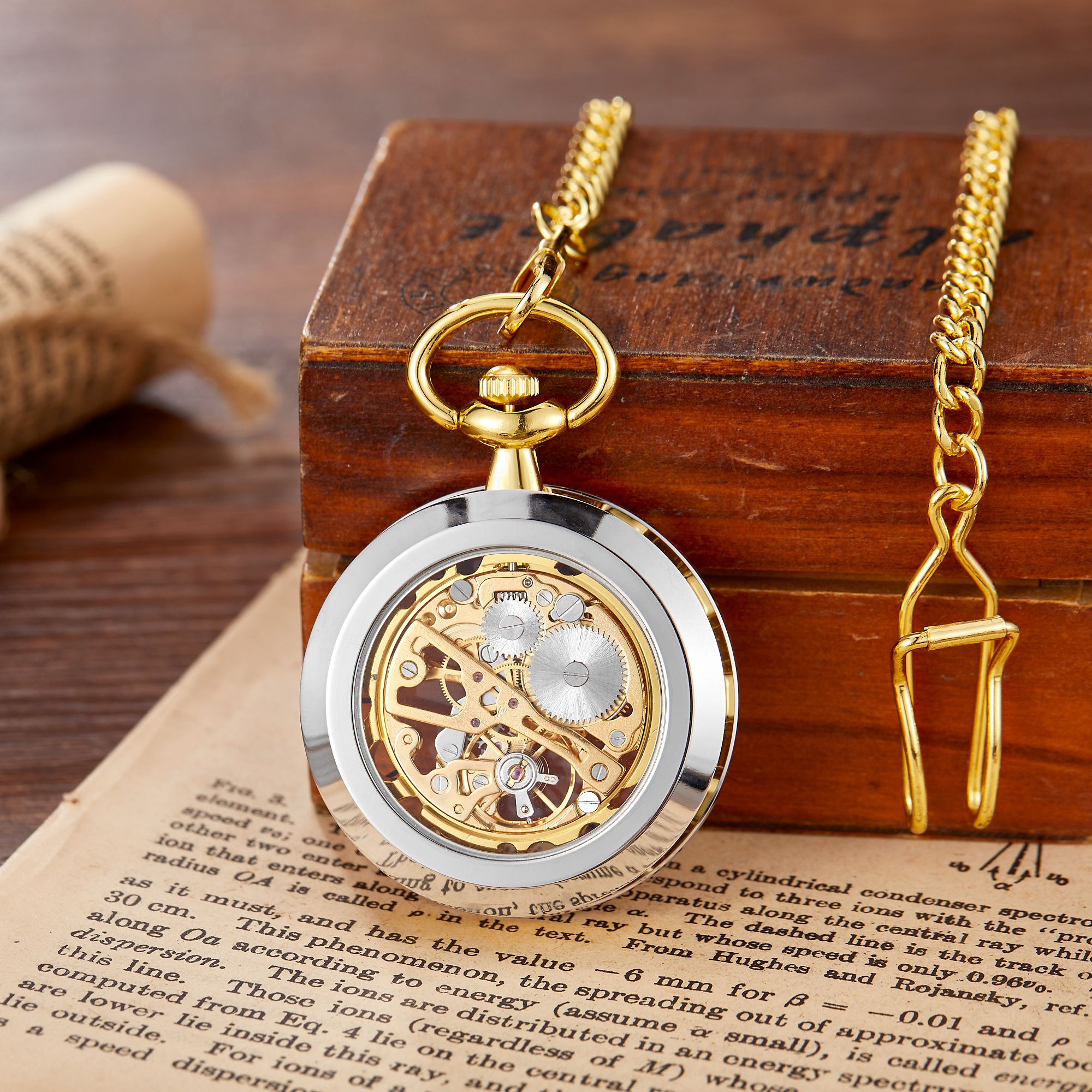 Retro Steampunk Esqueleto Mecânico Fob Pocket Watch Relógio Colar Pingente Mão-Enrolamento Homens Mulheres Cadeia Presente