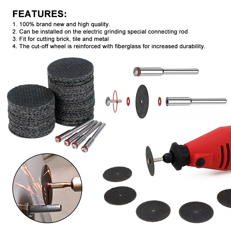 11/21/54pcs Disco da taglio abrasivo 32mm con mandrini Mole per accessori Dremel Taglio di metalli Utensile rotante Lama per sega