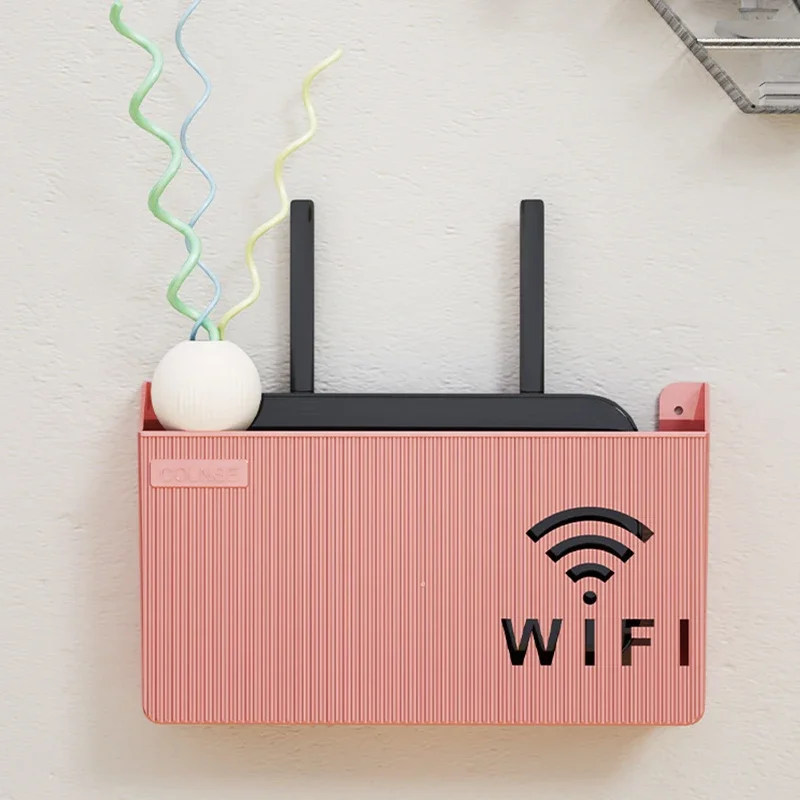 1 Buah Kotak Penyimpanan Rak Router Wifi Nirkabel Hiasan Dinding Kotak Organizer Plastik ABS Kotak Organizer Braket Daya Kabel Dekorasi Rumah