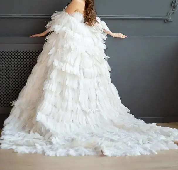 White Feather cloak, Feather Cape , Wedding  Long Feather Train cloak  Photoshoot cloak