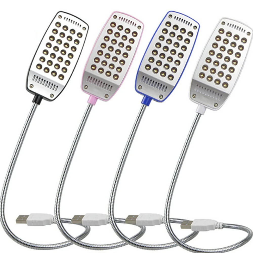 Luz LED de libro USB, 28 LED, lámpara de lectura Flexible con protección ocular, luces de mesa ajustables, 4 colores para iluminación de estudio y dormitorio