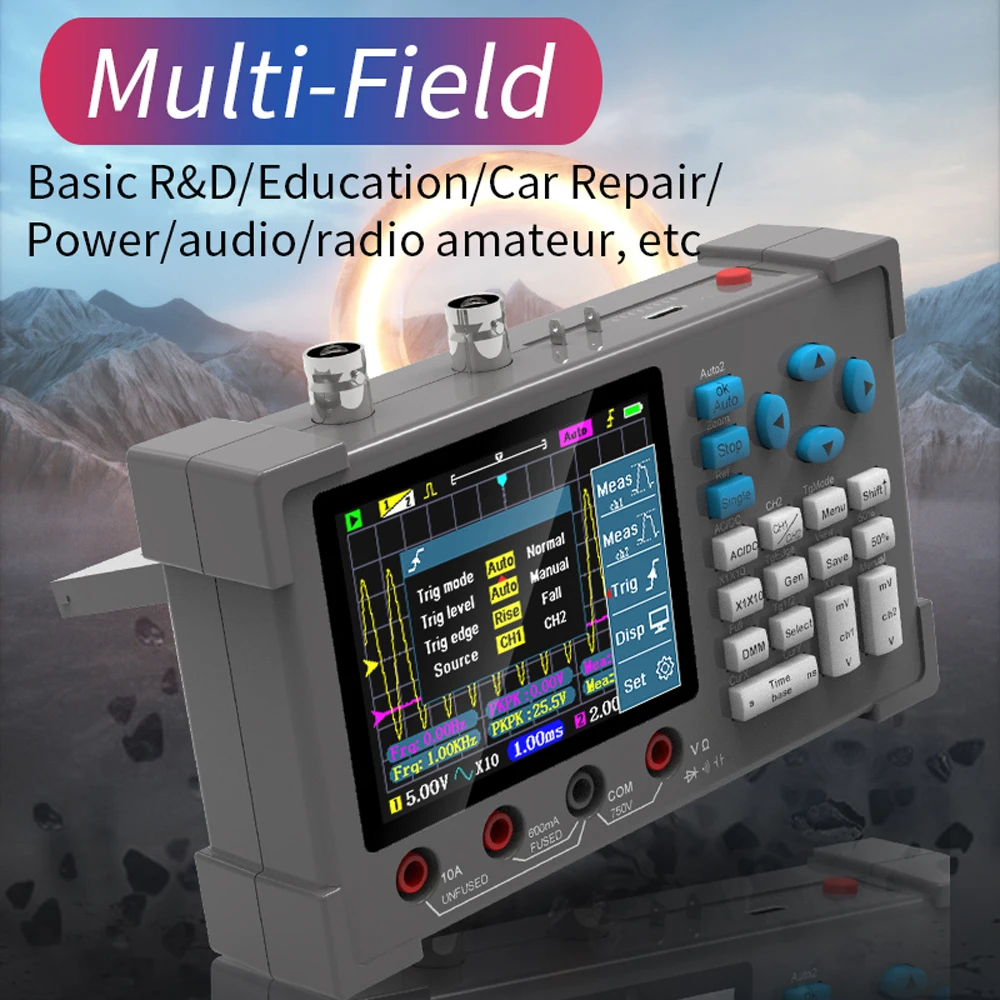 3 in1 oscilloscopio digitale multimetro generatore di segnale doppio canale 120Mhz larghezza di banda 250MSa/s frequenza di campionamento oscilloscopio portatile