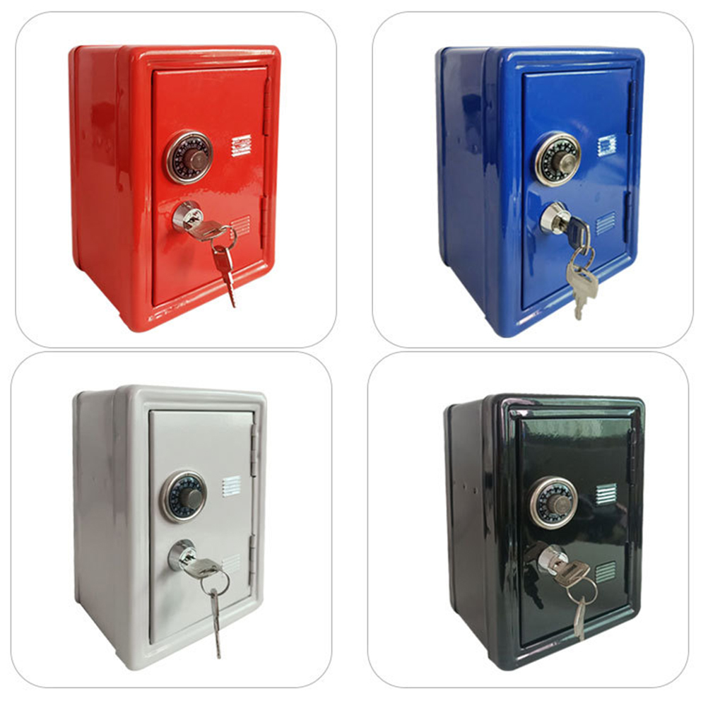 1PC Metall Safe Eisen Sparschwein Schrank Safe Mini Strongbox Form Sparen Topf Desktop Spardose Miniatur 18x12x10 cm