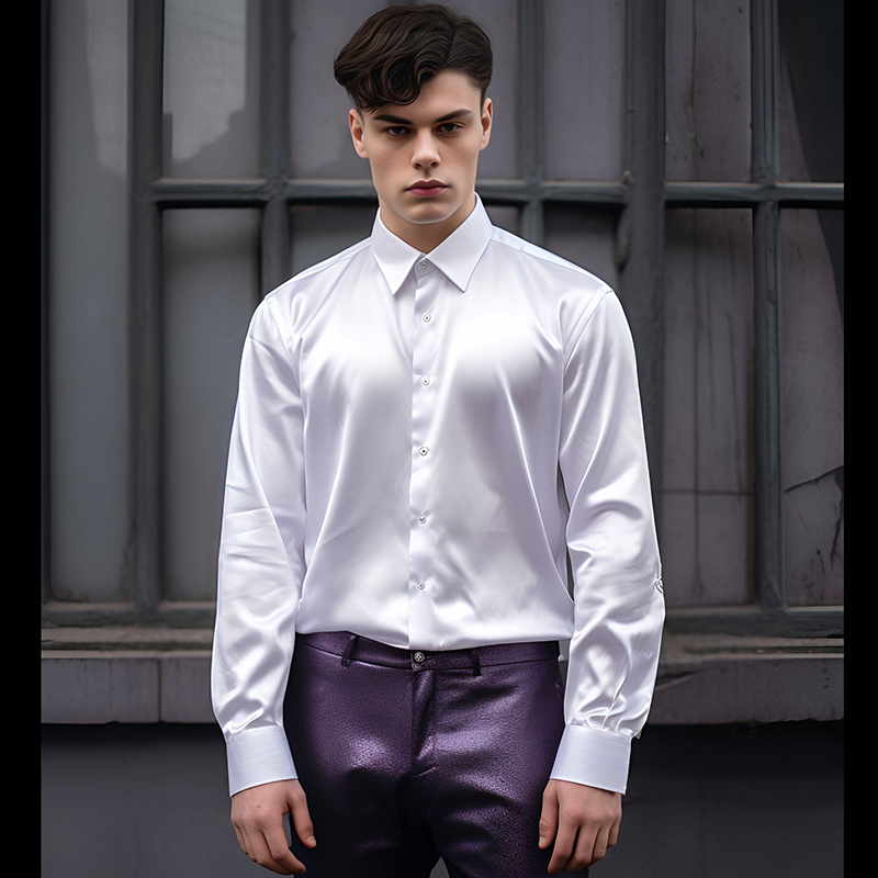 Herren Satin Luxus Hemden Mode Seide Glatt Männlich Smoking Hemd Solide Hochzeit Party Prom Casual Hemd Business Büro