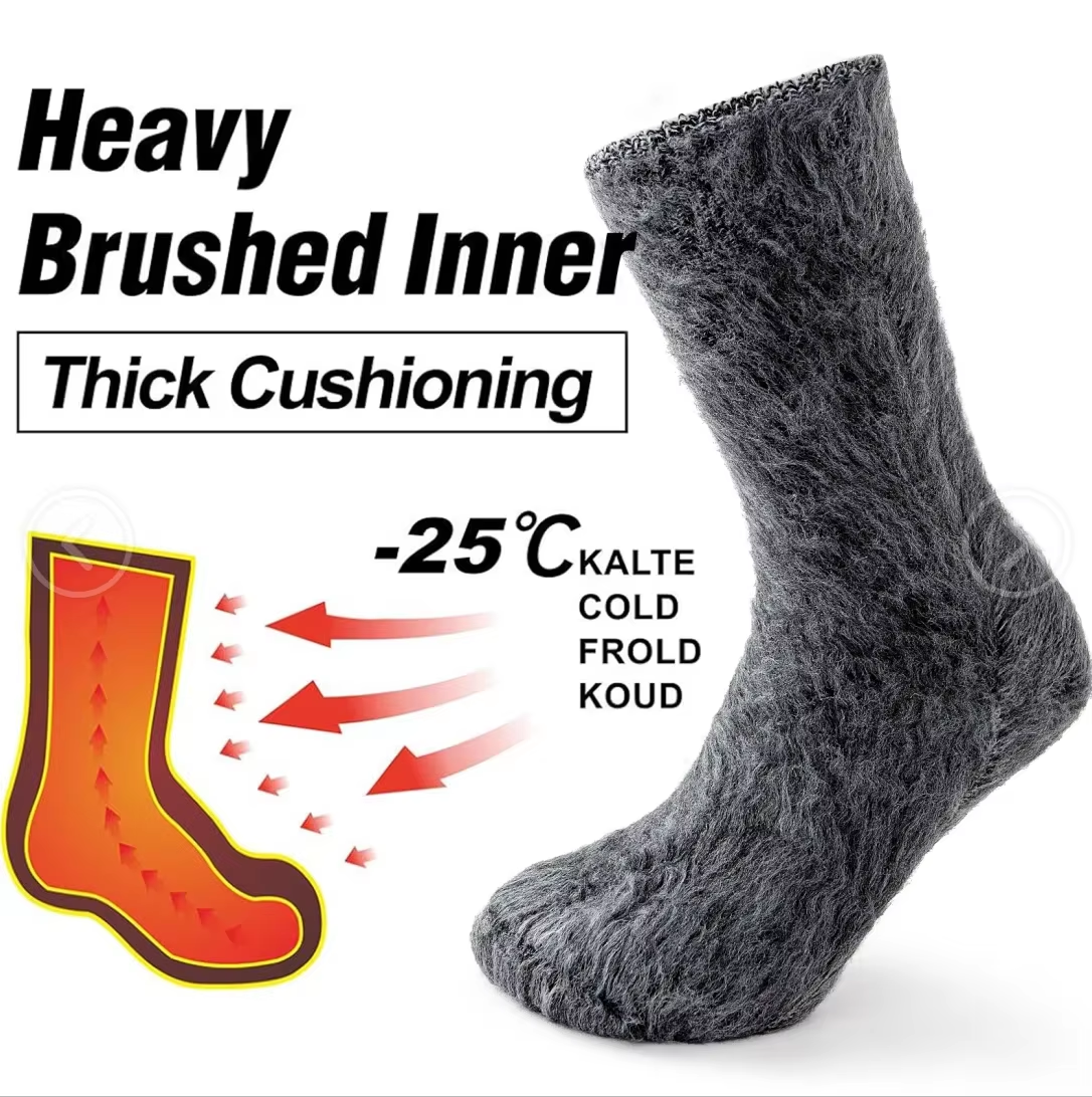Paquete de 2 pares de calcetines térmicos de invierno para hombres y mujeres, calcetines aislados para clima frío, calcetines térmicos gruesos para senderismo al aire libre, esquí, nieve cálida