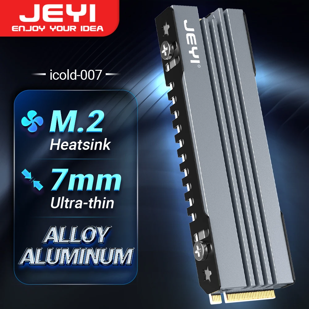 JEYI M.2 SSD-Kühlkörper, 2280 NVME NGFF SSD-Kühlung, Vollaluminium-Kühler mit thermischem Silikonpad für Motherboard/PS5