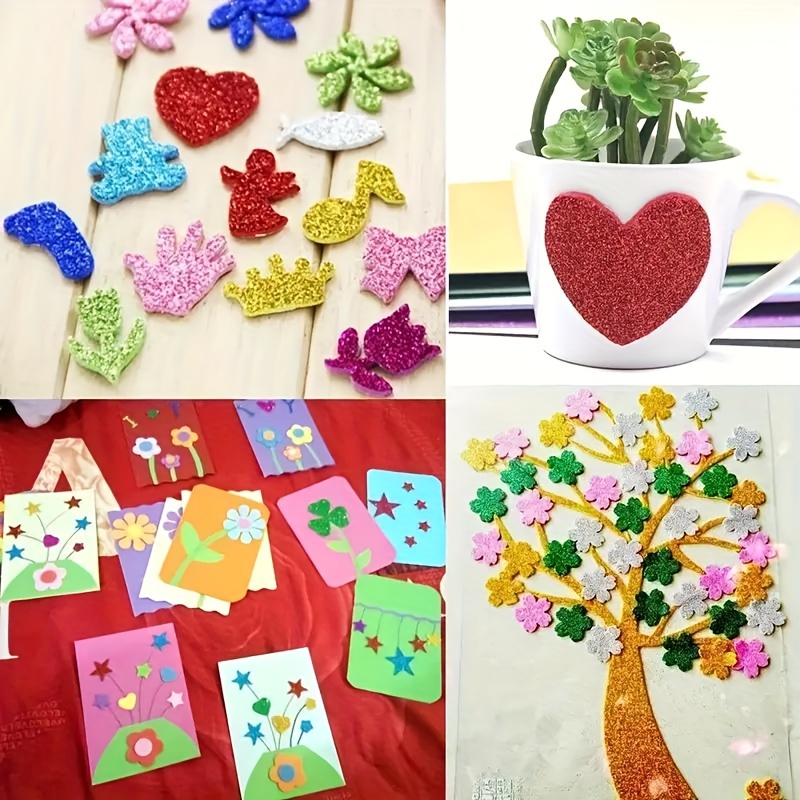 Pack of 10 A4 Glitter Foam Sheets Glitter Self-Adhesive, Backing Paper, Handmade Art Decoration