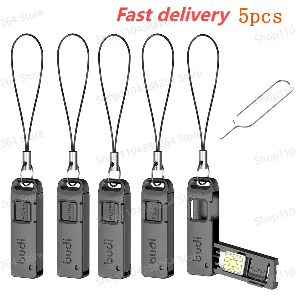 5pcsMulti-function Card Slot Storage Box TF SIM Card Ejector Storage Slot With Lanyard Anti-lost SIM Card Removal Needle Pin
