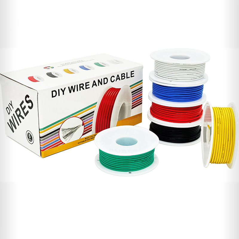 6 Colors Silicone Electrical Wire Insulation Tinned Copper Cable 16-30AWG Stranded Electrical Line Hookup Wire