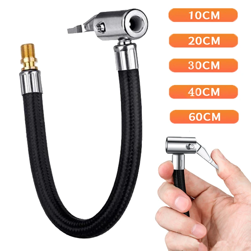 Manguera de extensión de inflado de aire para neumáticos de coche, adaptador de tubo de inflado de neumáticos de motocicleta, conector, accesorios exteriores de coche, 10/20/30/60cm