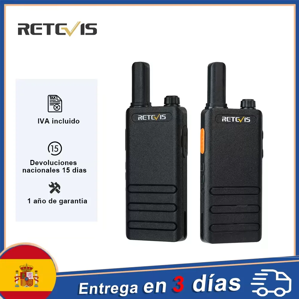 Retevis RT622P (B63) Nueva versión del mini walkie-talkie ultrafino RT22 de 15 mm PMR446 Radio bidireccional profesional tipo C VOX para la familia