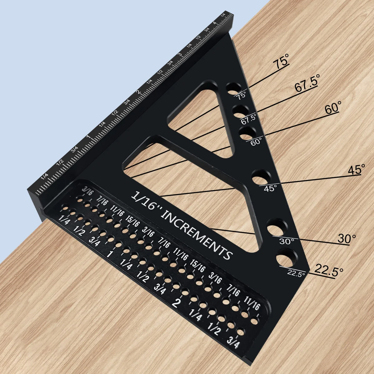 Transferidor quadrado multiângulo 3d para carpintaria, régua triangular de esquadria de liga de alumínio tipo t-22.5/30/45/60/67.5/90 graus