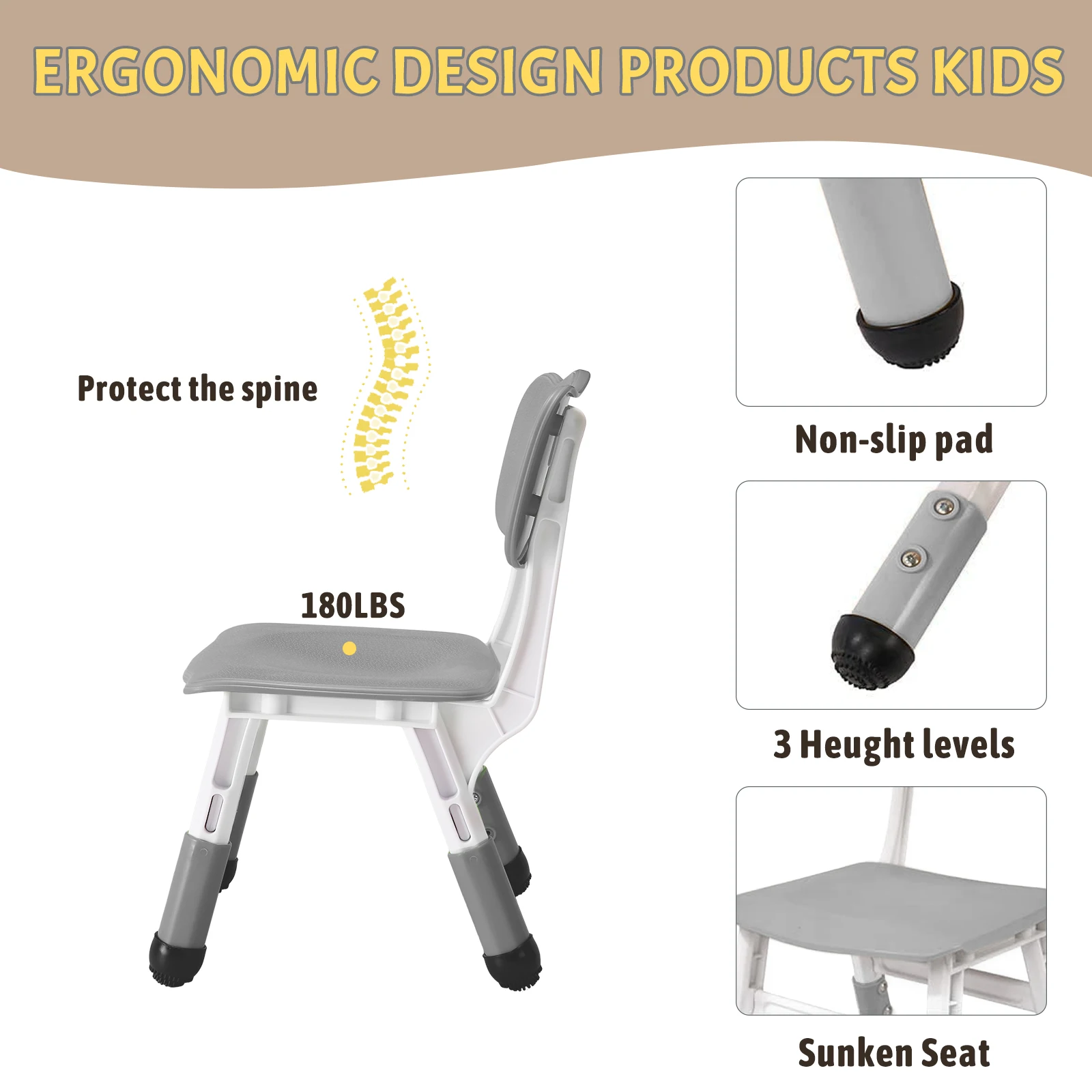 Toddler Height Adjustable Desk with Graffiti Desktop Arts & Crafts Table with 6 Seats Non-Slip Legs Max 300lbs Ages 2-10yrs