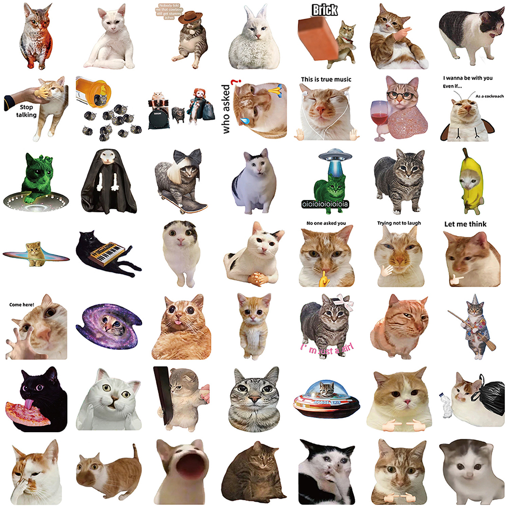 10/30/50/100 pçs bonito animal gato meme engraçado adesivos estéticos decalques decorativos notebook carro portátil criança dos desenhos animados adesivos pacotes