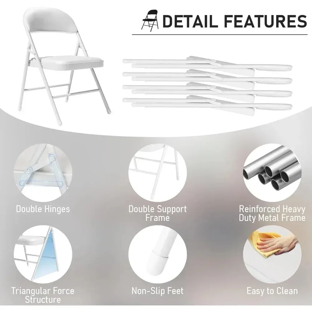 Luxury-Style 30 Pack Folding Chairs with Padded Cushion and Back for Outside Portable Stackable Commercial Foldable Chairs