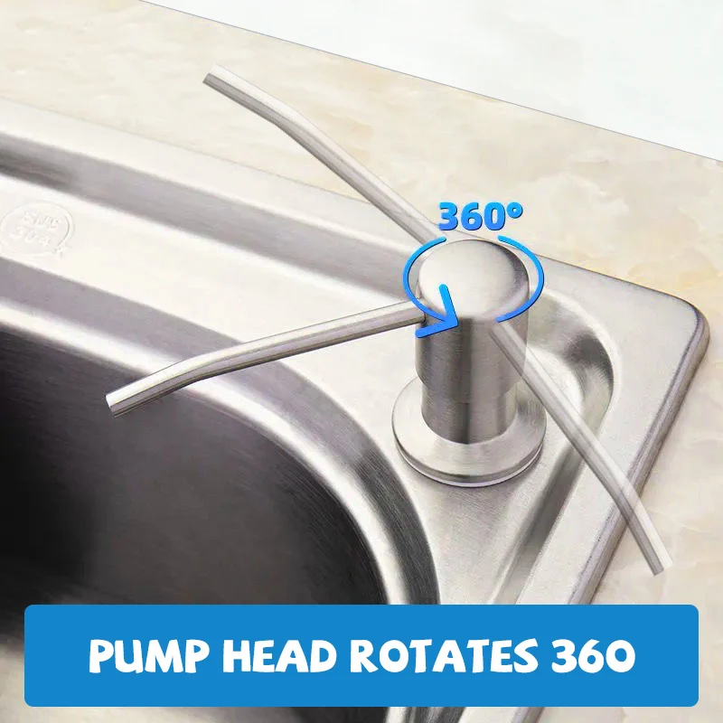 Lavello da cucina Dispenser di sapone liquido Pompa in acciaio inossidabile 500ML Bottiglia di sapone liquido Supporto per lavello Bottiglia di dispenser di sapone a pressione manuale