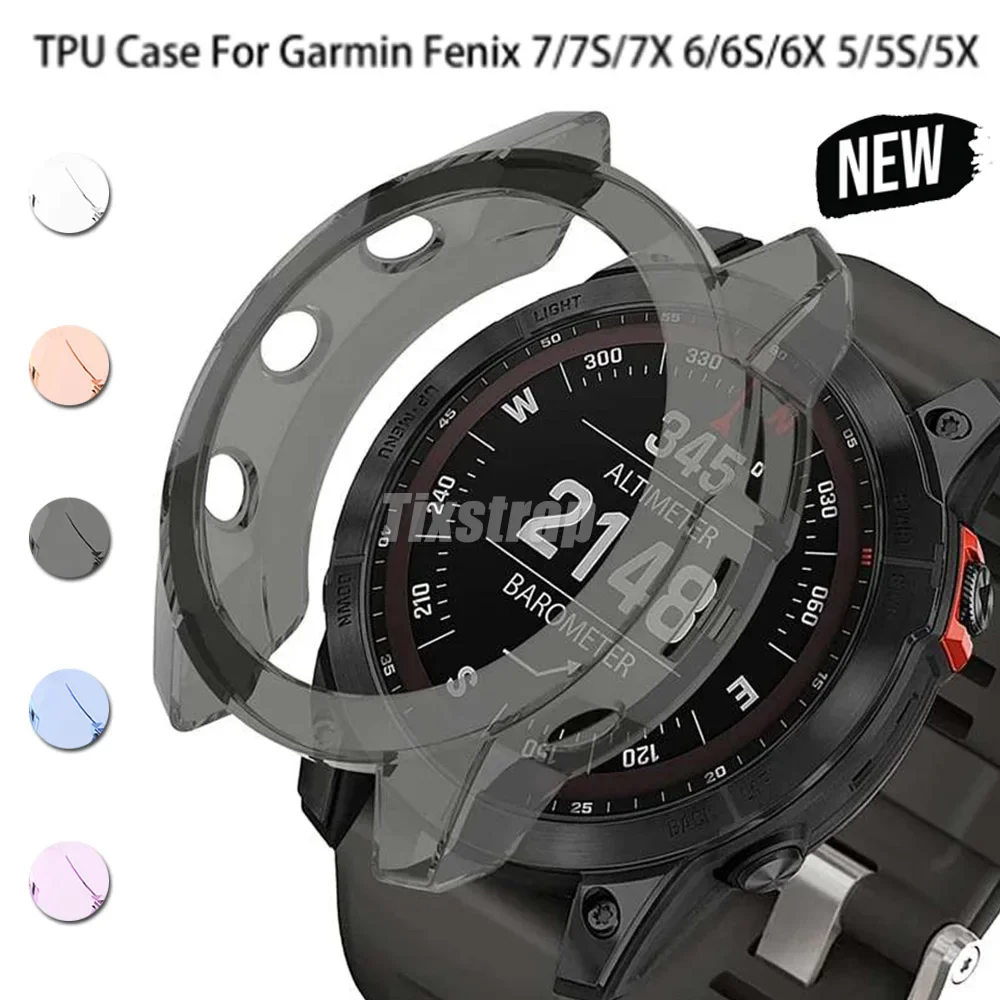 Прозрачный чехол из ТПУ для Garmin Fenix 6 6S 6X Pro 7 7S 7X Pro 5 5S 5X Plus Мягкий защитный чехол для часов Garmin Slim Cover