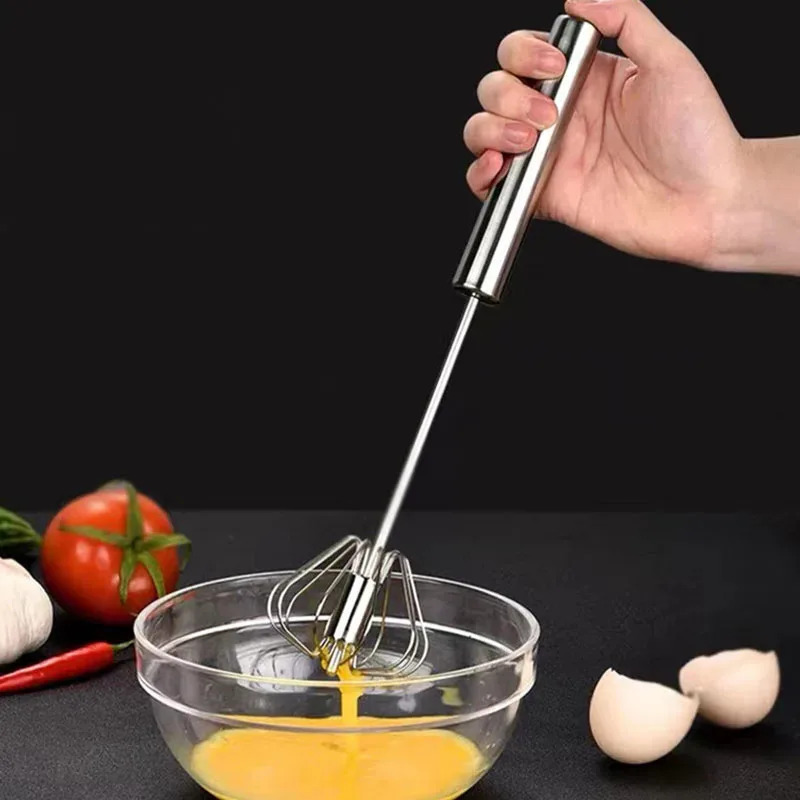 Semi-automatische eierklopper, handmatige crèmemixer, huishoudelijke eierwitte mixer met pershandvat, roestvrijstalen mengstaaf