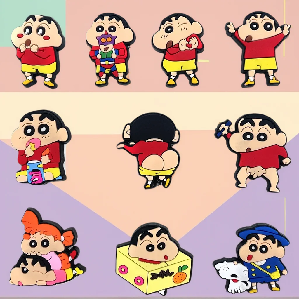 10Pcs 크레용 Shin-chan 운동화 버클 액세서리 샌들 버클 장식 파티 크리스마스 선물을위한 애니메이션 만화 버클