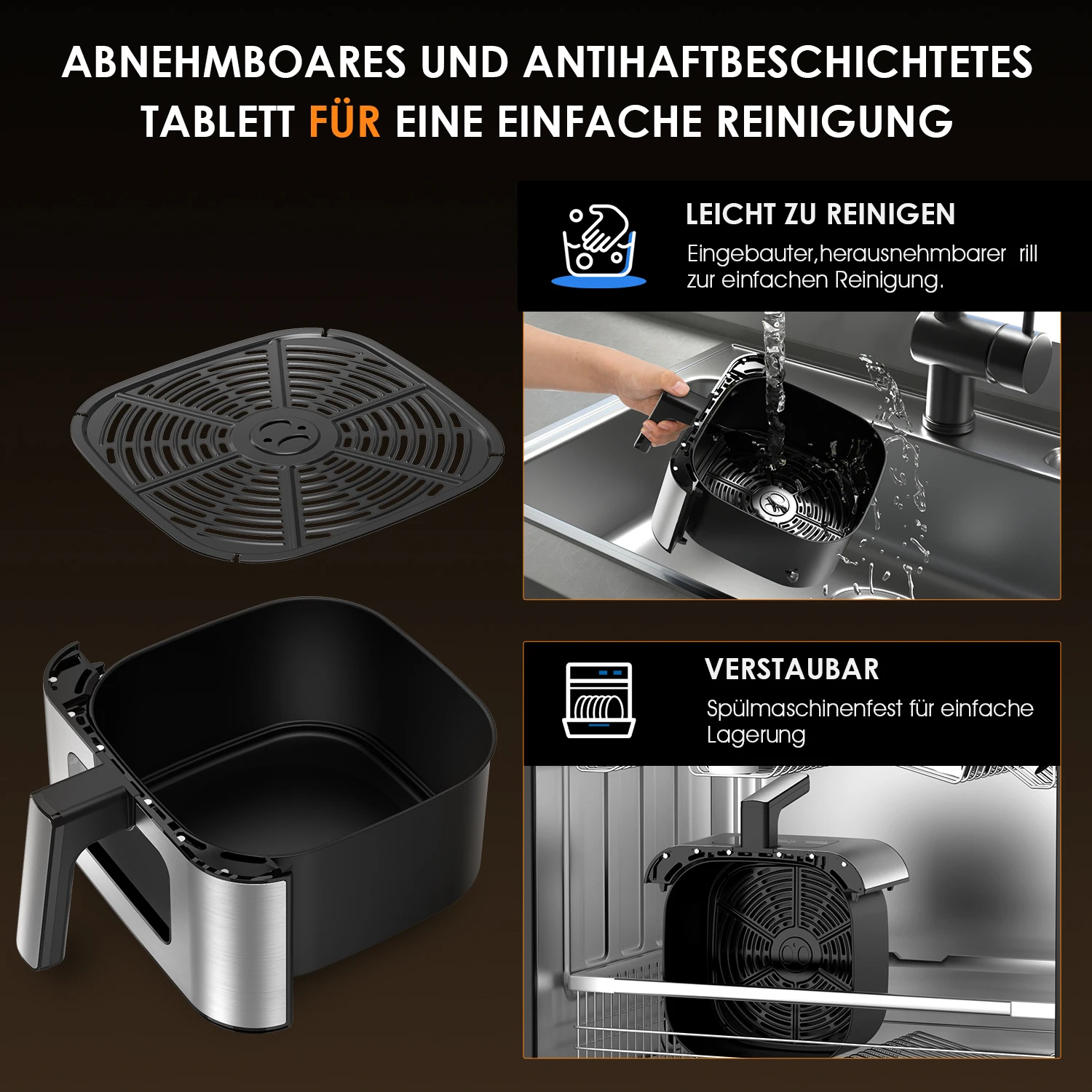 Friteuse à air visible 9L grande friteuse à air, 10 fonctions prédéfinies, rôtissage, cuisson, déshydratation, réchauffage, silencieux, antiadhésif