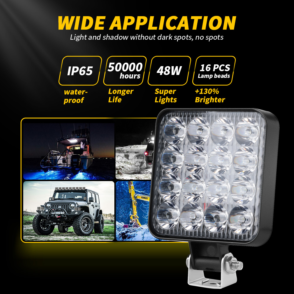 48W 16 LED 12V 24V LED Light Bar ทํางานสําหรับรถแทรกเตอร์เรือรถบรรทุก 4X4 4WD SUV ATV Off Road รถ SUV ATV Barra LED ไฟหน้า