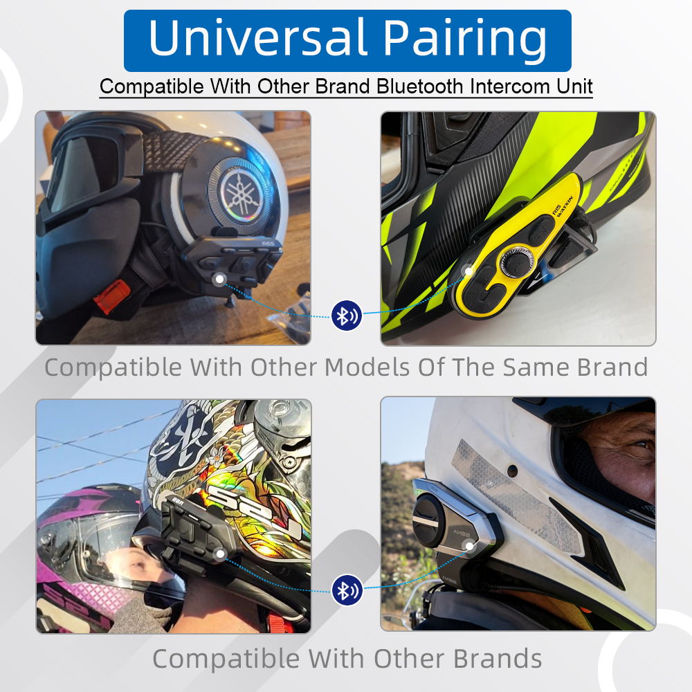 WAYXIN 6 Fahrer Helm Headset Motorrad Intercom Wasserdicht Bluetooth 5.0 DSP Rauschunterdrückung Kommunikation MP3 GPS 1200 m R6s