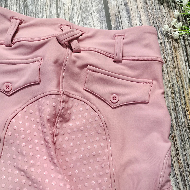 MXLLINA 소녀를위한 핑크 승마 바지 전체 좌석 실리콘 말 승마 바지 어린이 안티 필링 승마 레깅스