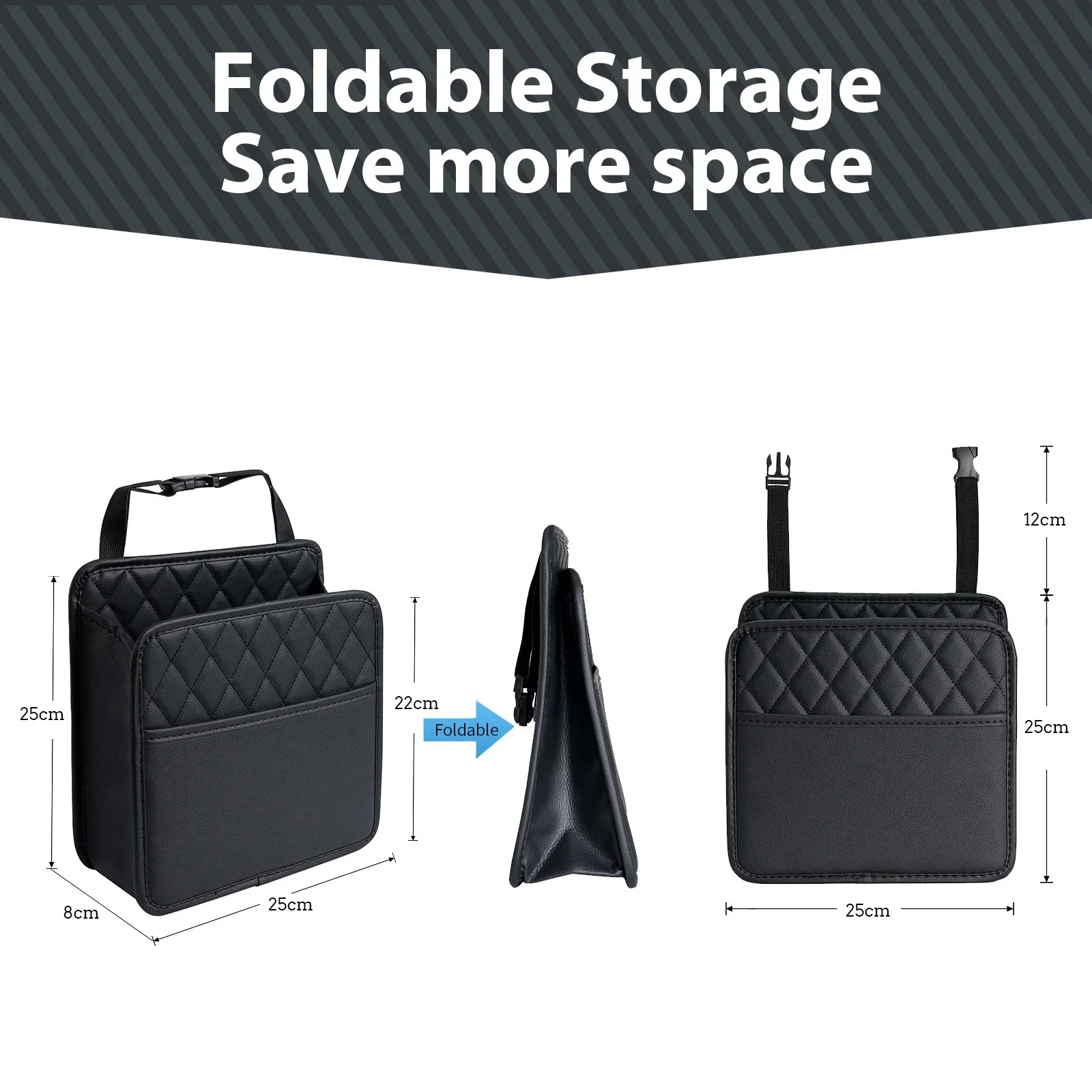 Multi-functional car seat back storage bag Leather storage bag Garbage bag Storage bag Garbage can storage for most models