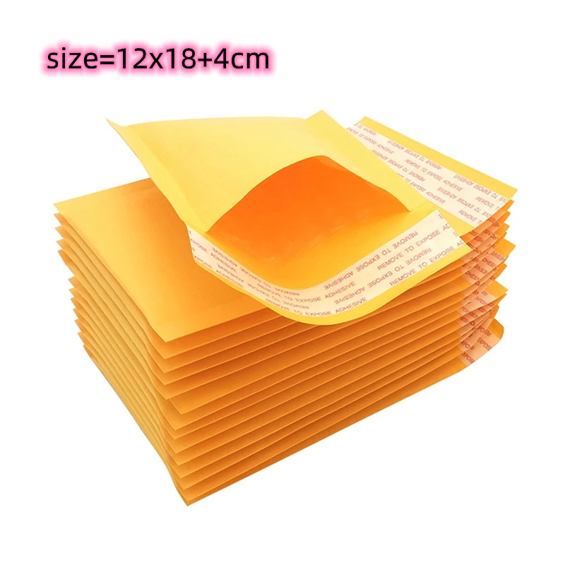 50 Uds. Sobres de envío gruesos Meduim de 12x18cm con embalaje, sobres de burbujas de papel amarillo impermeable, bolsas de correo, embalaje