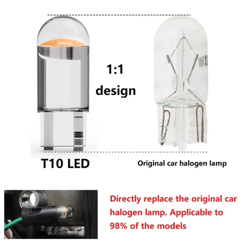 10/20pcs LED T10 W5W Canbus Glas COB 6000k Reading Dome Lamp Marker Wedge Kentekenverlichting lampen 12V Wit Blauw Rood