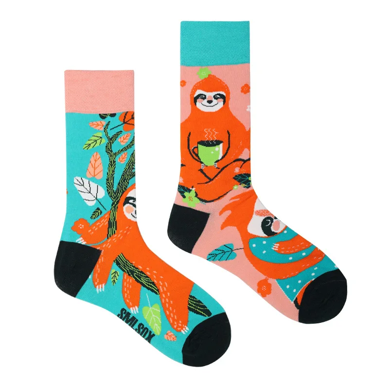 1 par de calcetines originales AB Tide para hombre y mujer, calcetines coloridos de tubo medio alto, calcetines de algodón con flores, frutas, pastel de caramelo, calcetines Unisex
