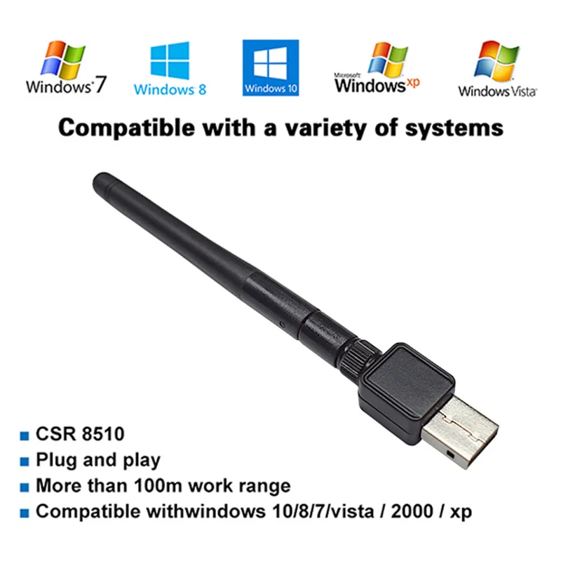 Feasycom FSC-BP119 100 m Long Range BT 4.0 Dongle Klasse 1 SMA PnP USB Bluetooth-Adapter für Windows 10/8/7, XP, Vista, Linux