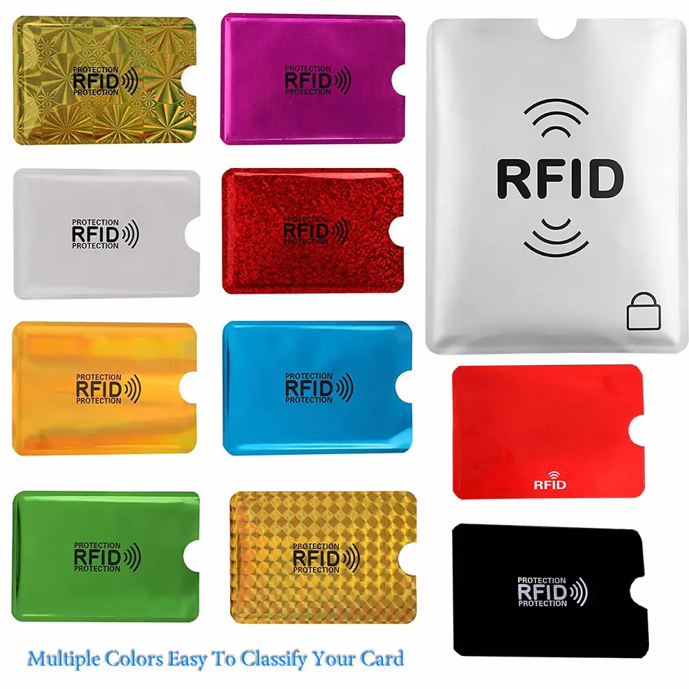 10 Chiếc Màu RFID Ngăn Chặn Tín Dụng Thẻ Ngân Hàng Tay Bảo Vệ Viền Nhôm Chống Quét Thẻ Điều Khiển Truy Cập Thẻ bảo Quản Viên Ốp Lưng