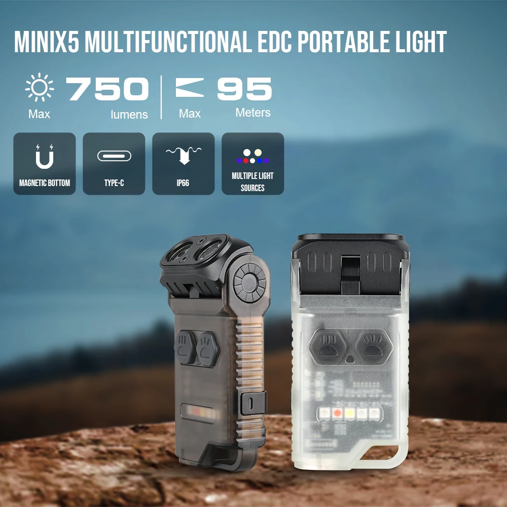 Trustfire-linterna MINIX5 EDC, linternas Led recargables, linterna portátil magnética, luz UV de 750 lúmenes, lámpara de noche para acampar