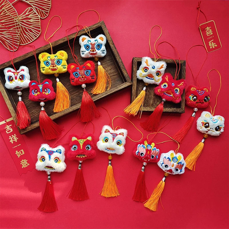 中国風のお祝いぬいぐるみ獅子舞タッセルペンダント荷物飾りキーホルダーアクセサリー