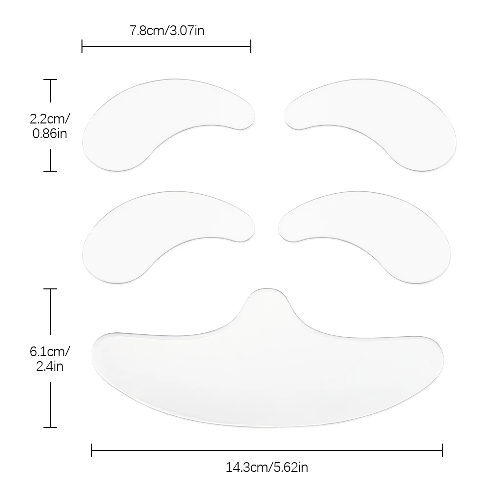 Parches de silicona reutilizables, almohadillas antigrietas, pegatina de silicona para eliminación de arrugas, cara, frente, cuello, pegatina para ojos, cuidado de elevación, 5 uds.