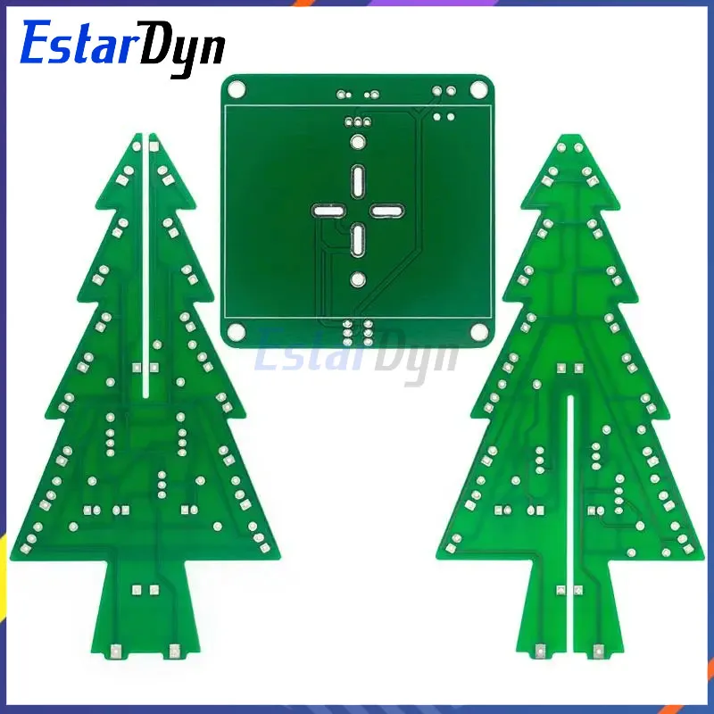 Estardyn Kit de bricolaje LED de árbol de Navidad 3D tridimensional Kit de circuito de Flash LED rojo/verde/amarillo Suite electrónica divertida