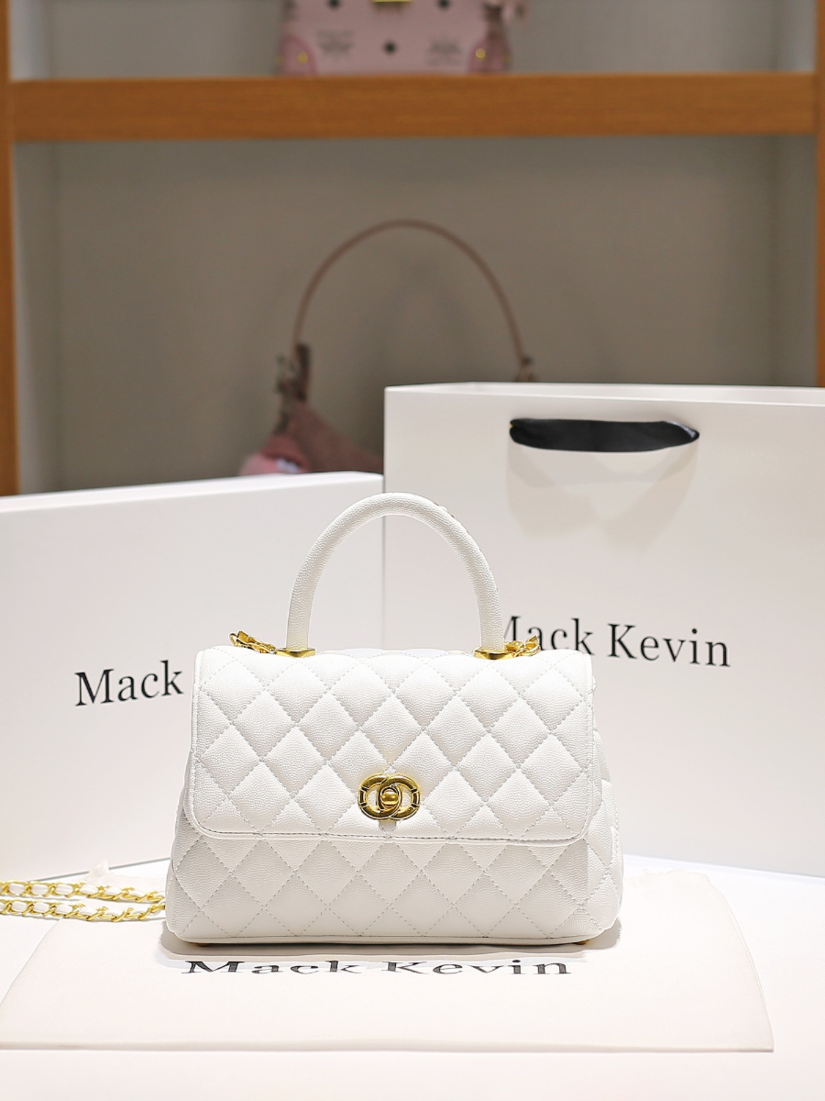 MackKevin 本革ハンドバッグスモールフレグランススタイルレディースカジュアル多用途ハイエンドチェーンシングルショルダークロスボディバッグ