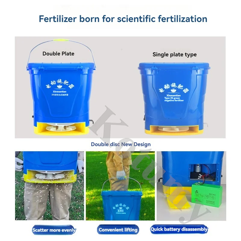 25L knapsack electric fertilizer applicator automatic Seeder fertilizer spreader multifunctional Throwing Feeding machine